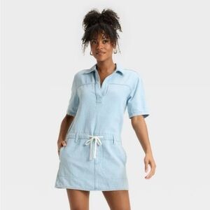 Women's Short Sleeve Drop Waist Drawstring Mini Dress - Universal Thread
